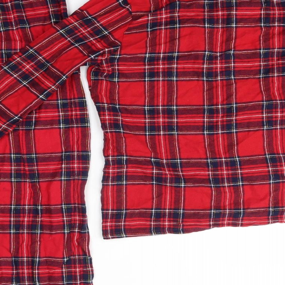 Primark Womens Red Check 100% Cotton Top Pyjama Set Size S