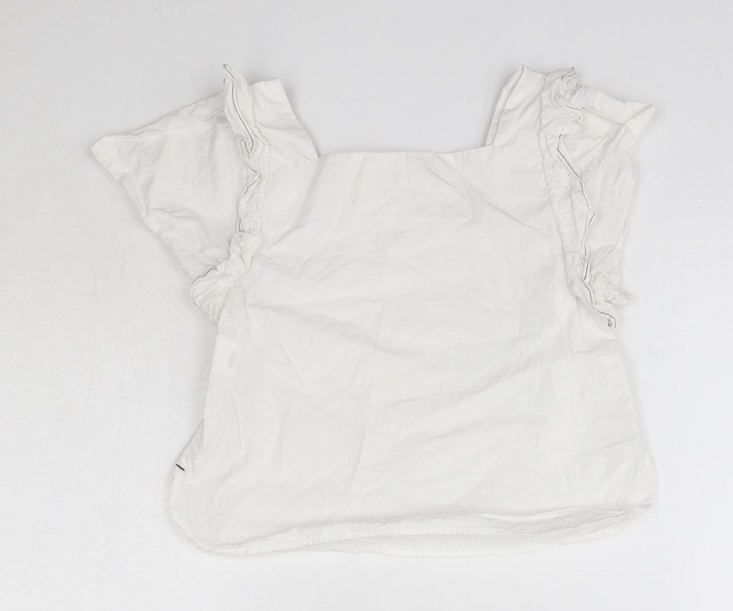 Zara Girls White  100% Cotton Basic Blouse Size 6 Years Square Neck