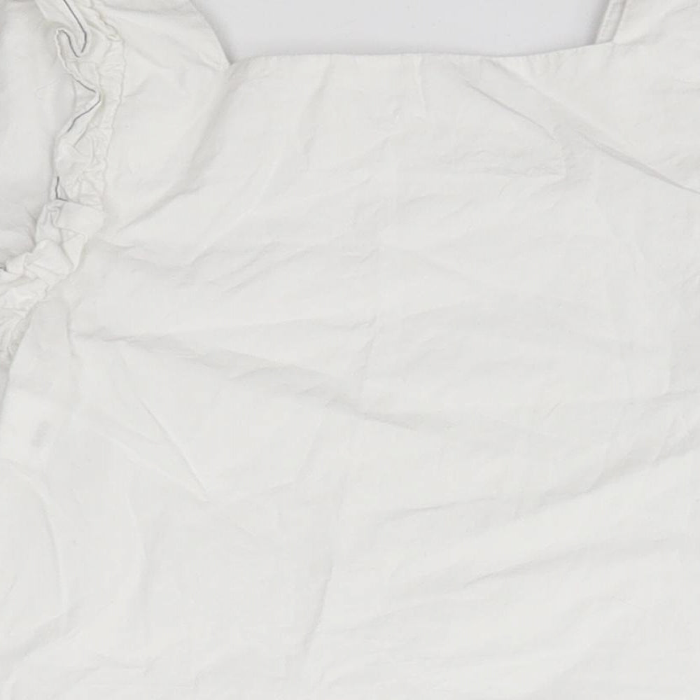 Zara Girls White  100% Cotton Basic Blouse Size 6 Years Square Neck