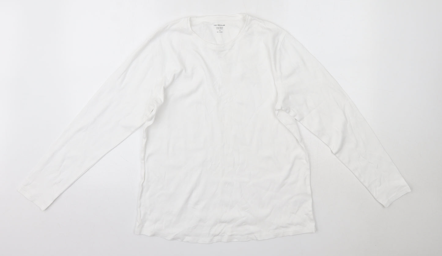 M&S Womens White  100% Cotton Basic T-Shirt Size 18 Round Neck