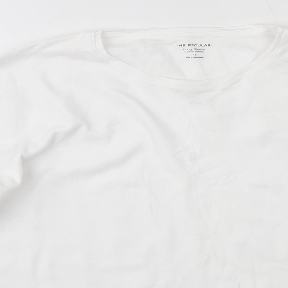 M&S Womens White  100% Cotton Basic T-Shirt Size 18 Round Neck