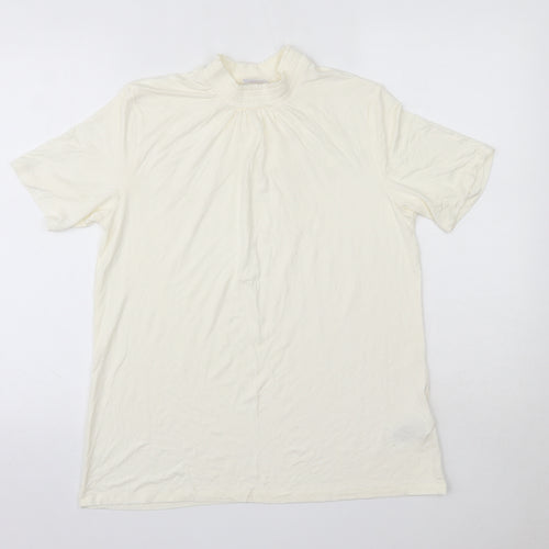 Damart Womens Ivory  Viscose Basic T-Shirt Size 14 High Neck