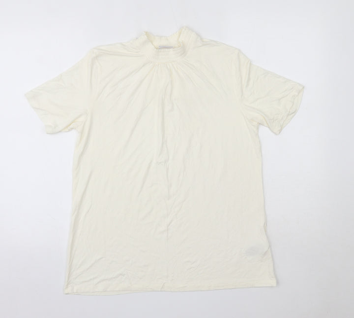 Damart Womens Ivory Viscose Basic T-Shirt Size 14 High Neck