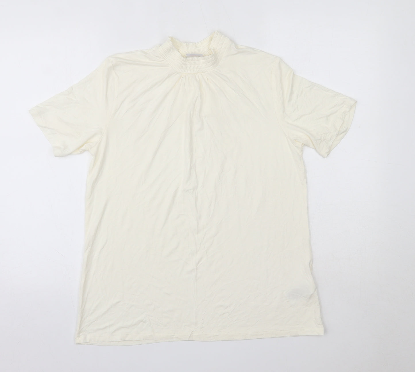 Damart Womens Ivory  Viscose Basic T-Shirt Size 14 High Neck