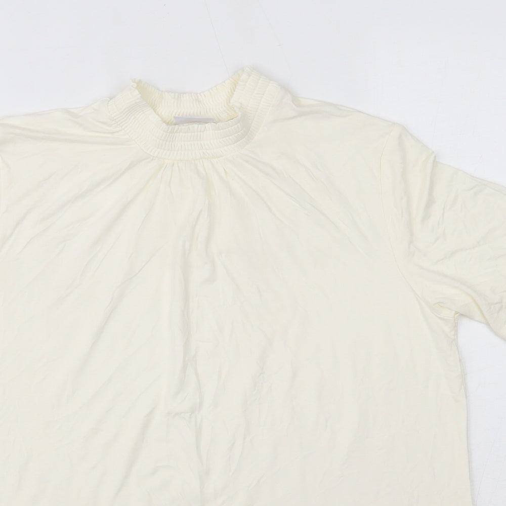 Damart Womens Ivory  Viscose Basic T-Shirt Size 14 High Neck