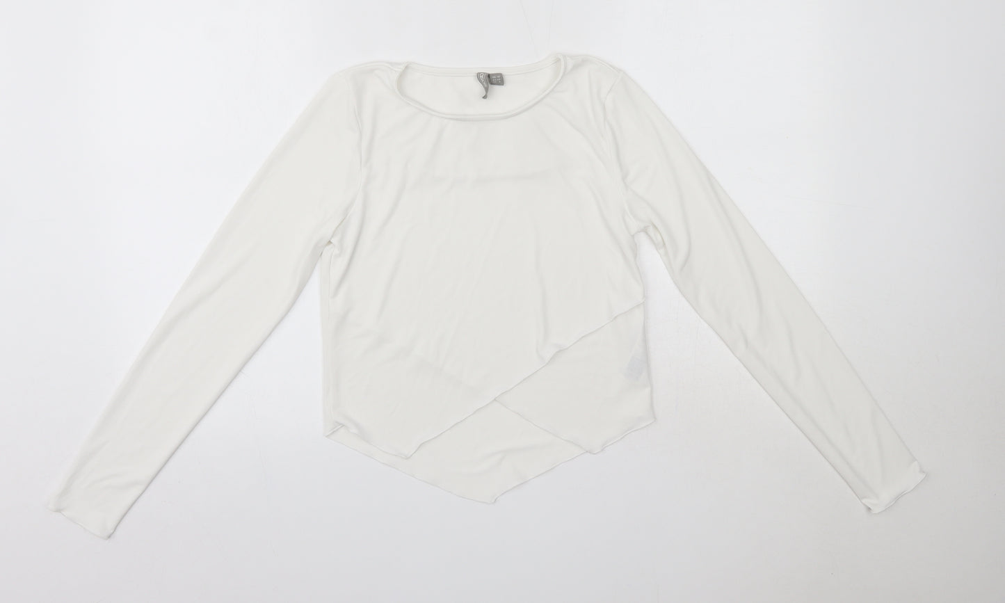 ASOS Womens White  Polyester Basic Blouse Size 10 Round Neck