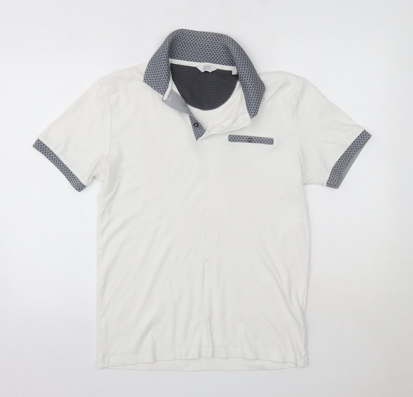 NEXT Mens White  100% Cotton  Polo Size M Collared