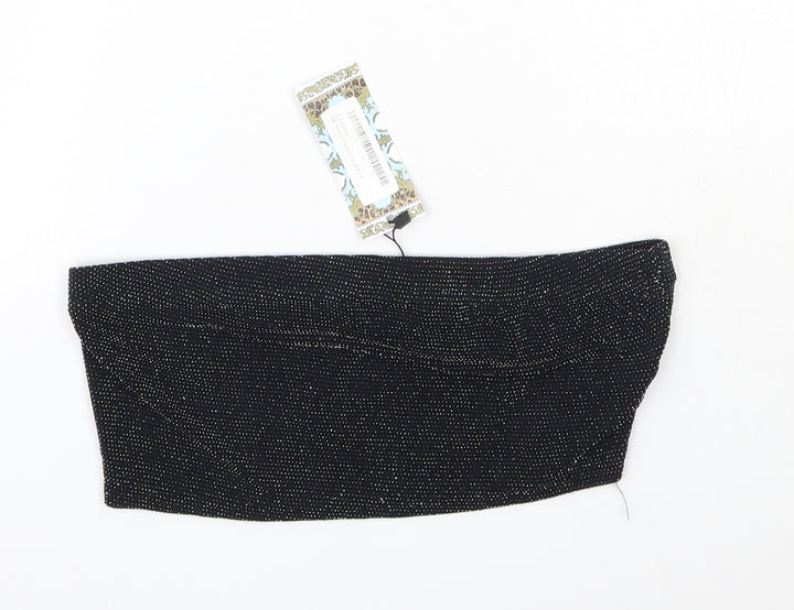 Boohoo Womens Black Nylon Basic Blouse Size 14 Off the Shoulder - Bandeau