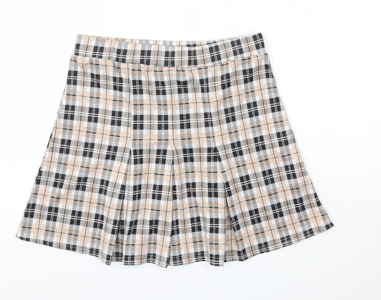 Quiz Womens Brown Check Polyester Pleated Skirt Size 14