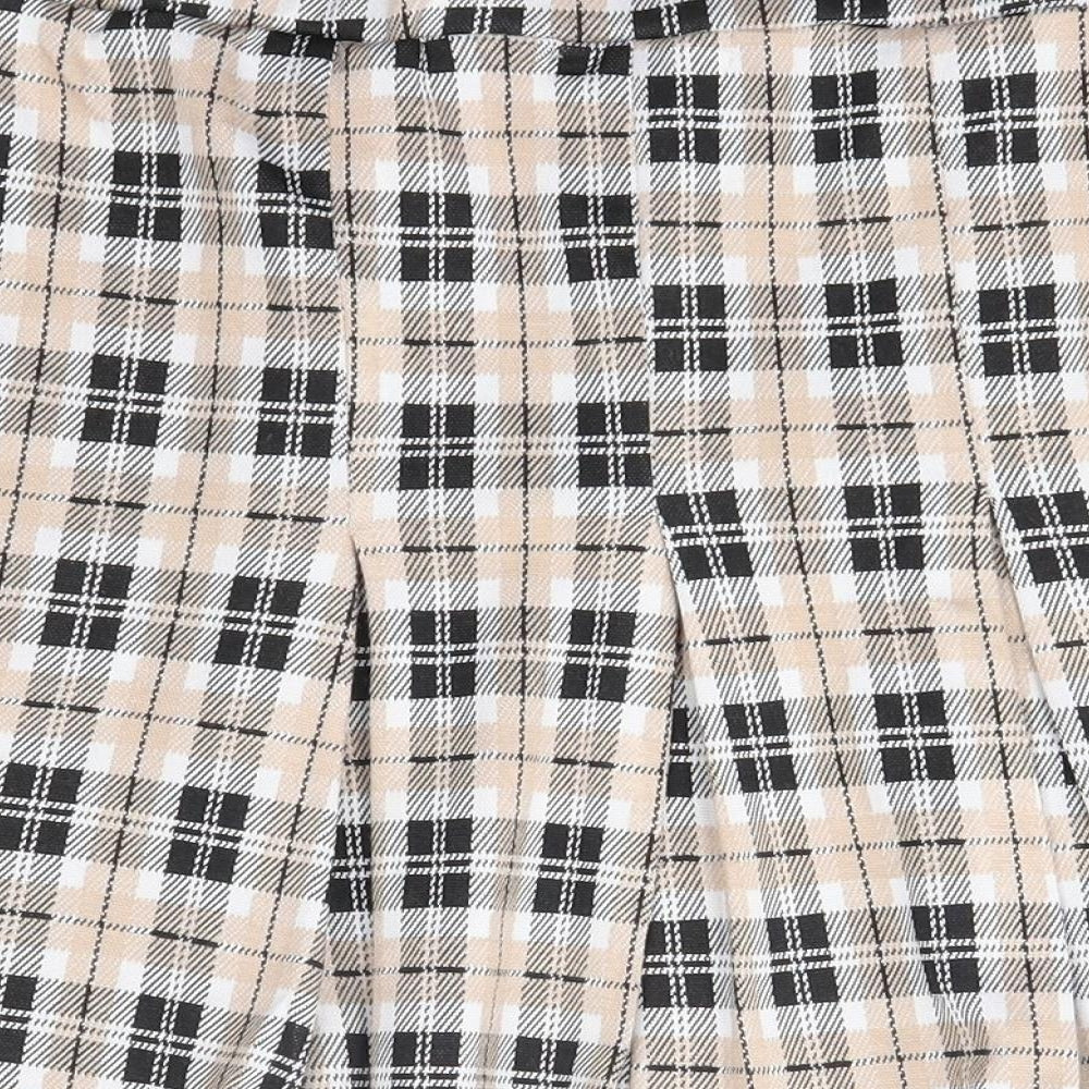 Quiz Womens Brown Check Polyester Pleated Skirt Size 14