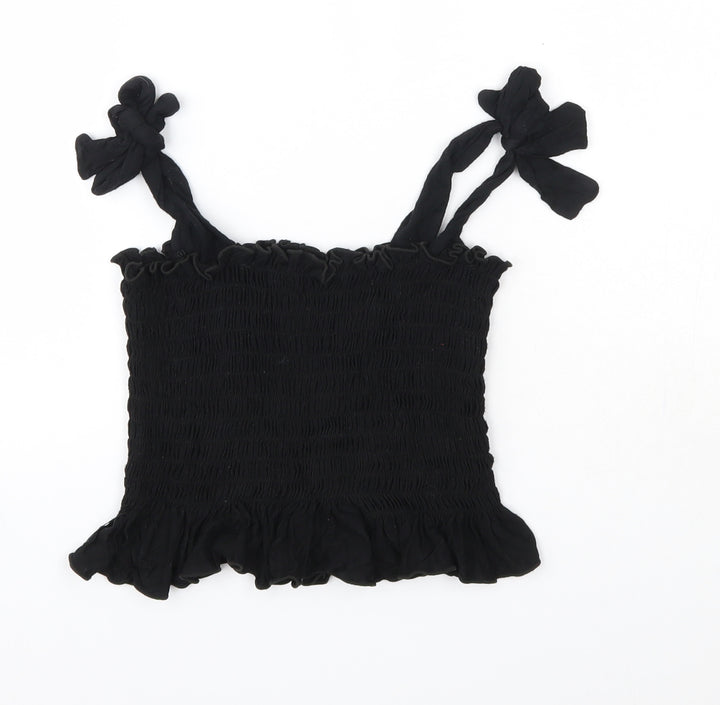 Boohoo Womens Black Viscose Camisole Blouse Size 8 Square Neck