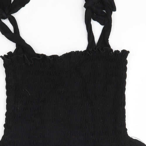 Boohoo Womens Black  Viscose Camisole Blouse Size 8 Square Neck
