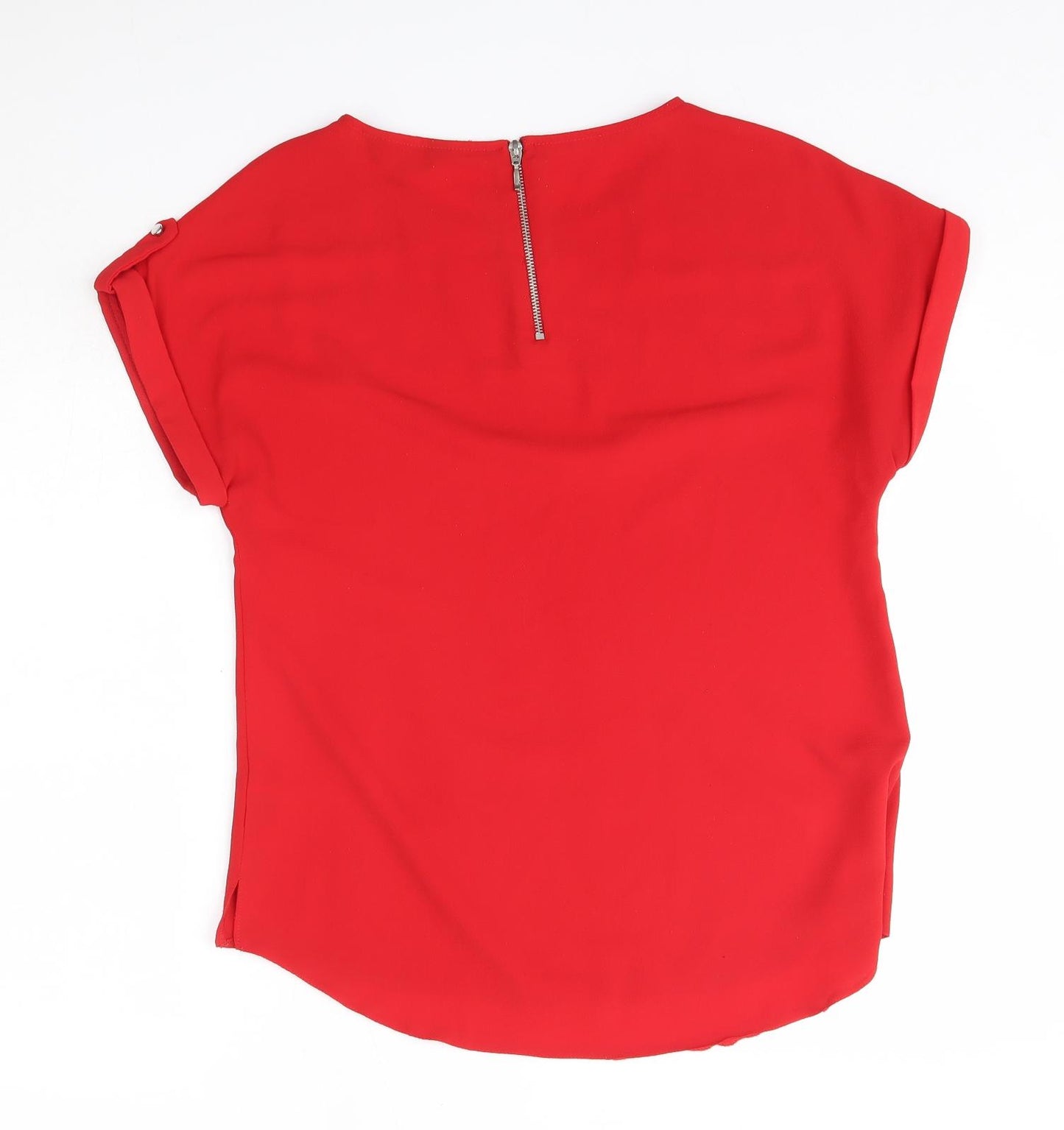 Dorothy Perkins Womens Red  Polyester Basic Blouse Size 12 Round Neck