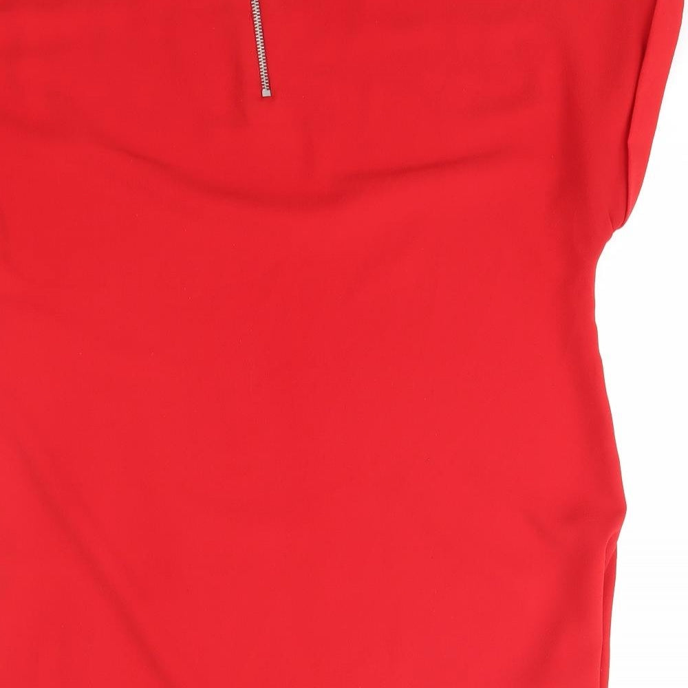 Dorothy Perkins Womens Red  Polyester Basic Blouse Size 12 Round Neck