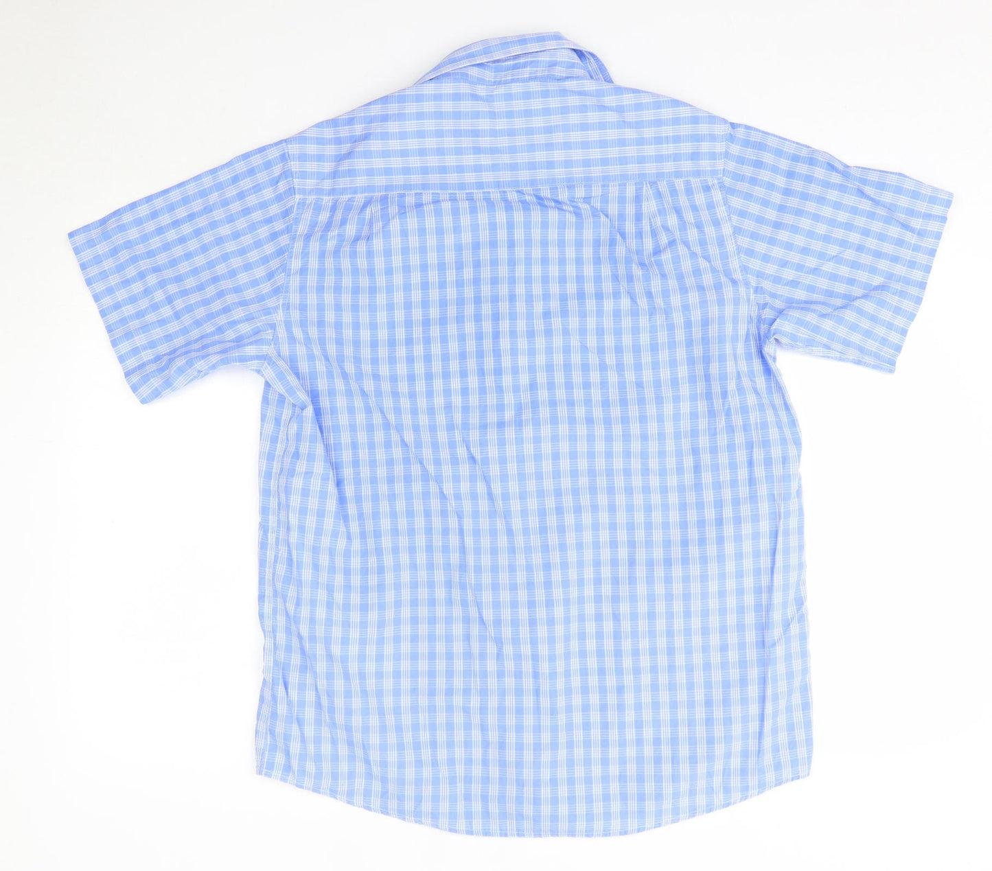 Cotton Traders Mens Blue Check Cotton  Button-Up Size M Collared