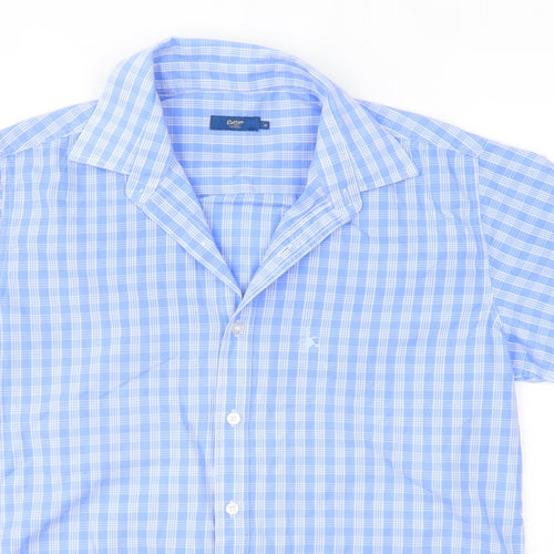 Cotton Traders Mens Blue Check Cotton  Button-Up Size M Collared