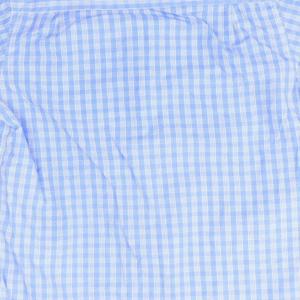 Cotton Traders Mens Blue Check Cotton  Button-Up Size M Collared