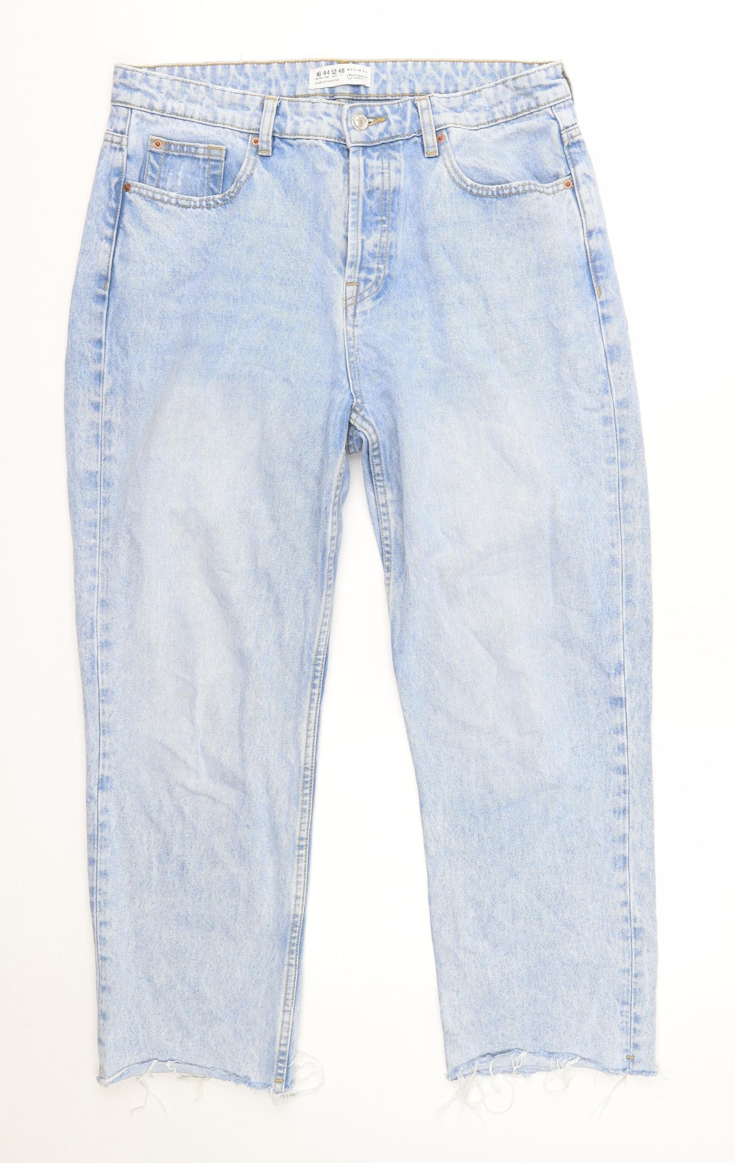 Primark Womens Blue  100% Cotton Mom Jeans Size 16 L26 in Regular