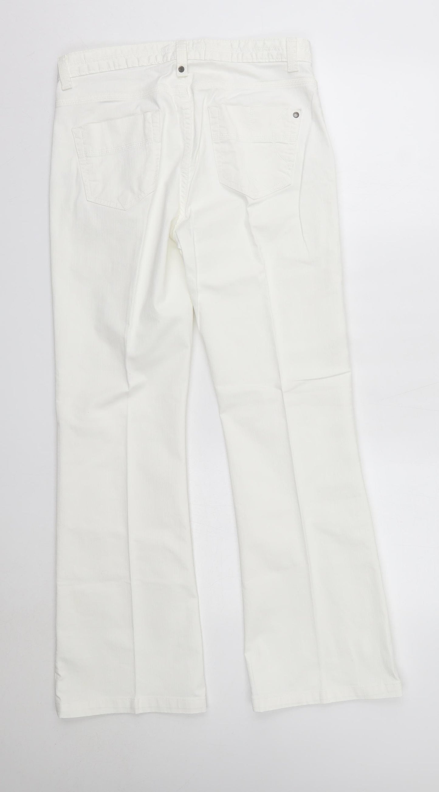 M&S Womens White  Cotton Bootcut Jeans Size 12 L30 in Regular