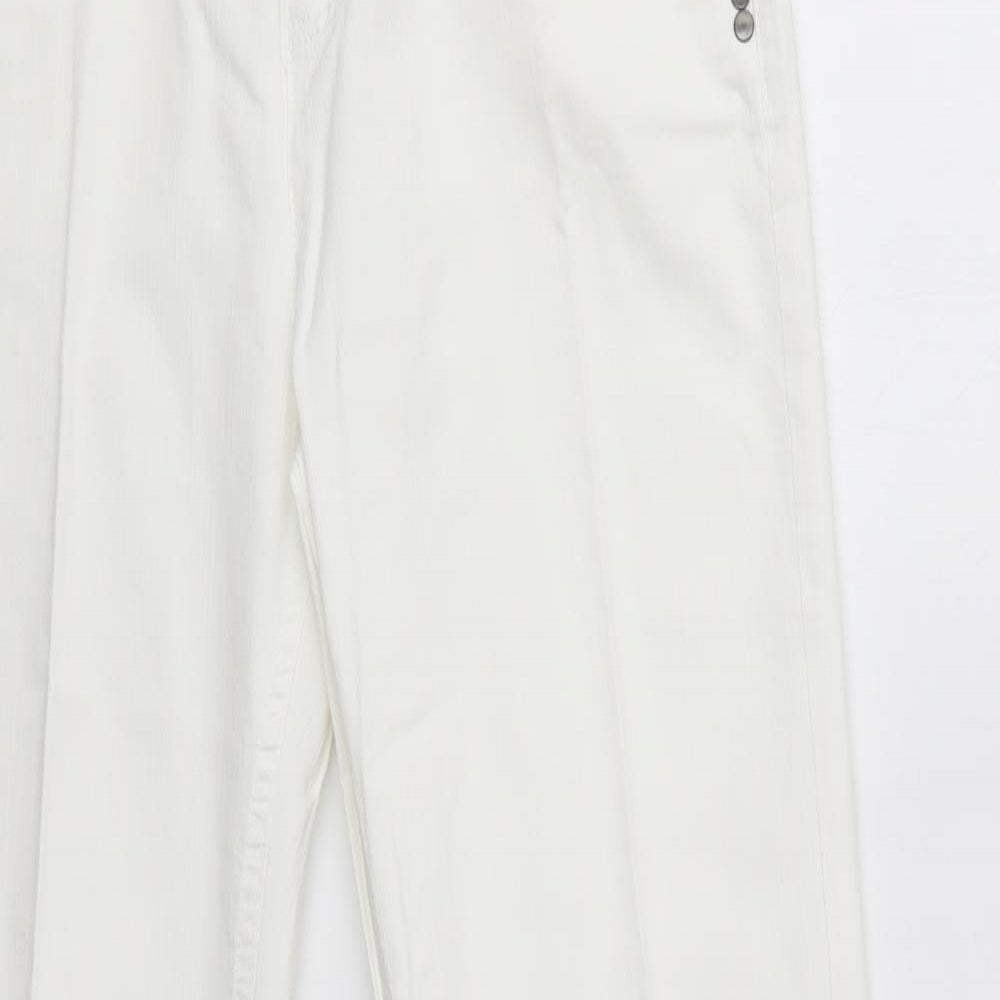 M&S Womens White  Cotton Bootcut Jeans Size 12 L30 in Regular