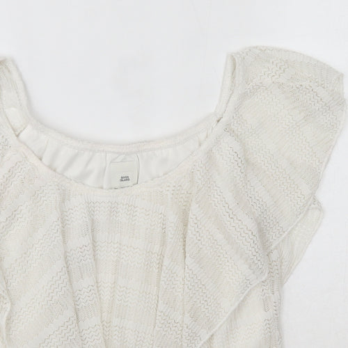 River Island Womens White  Nylon Basic Blouse Size 10 Round Neck