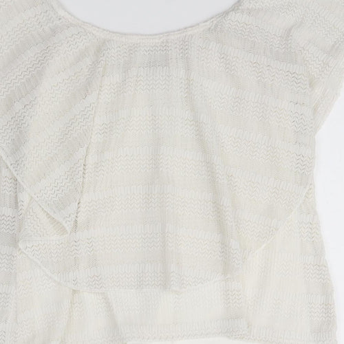 River Island Womens White  Nylon Basic Blouse Size 10 Round Neck