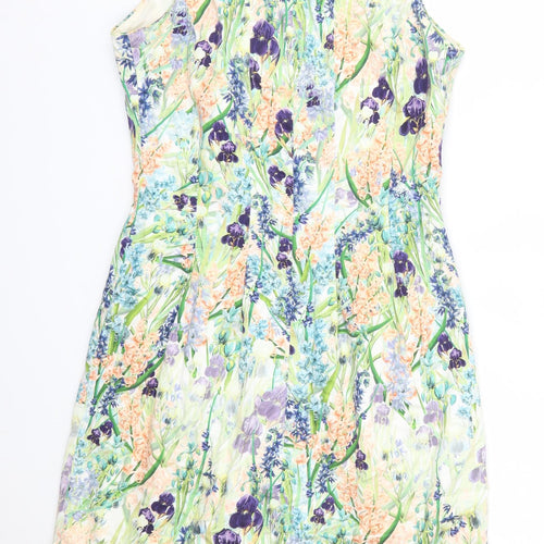 Coast Womens Multicoloured Floral Cotton A-Line  Size 8  Round Neck