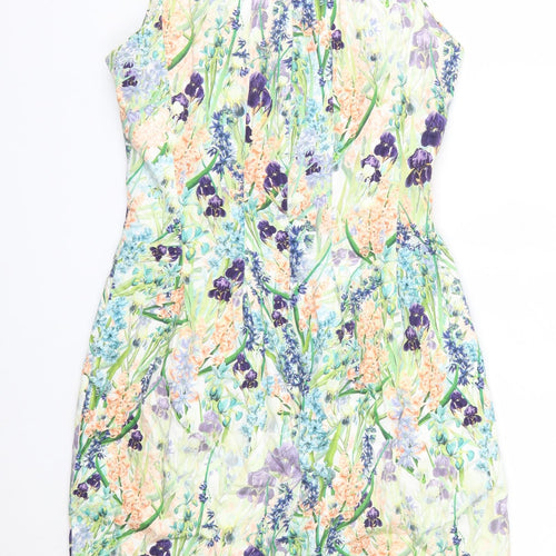 Coast Womens Multicoloured Floral Cotton A-Line  Size 8  Round Neck
