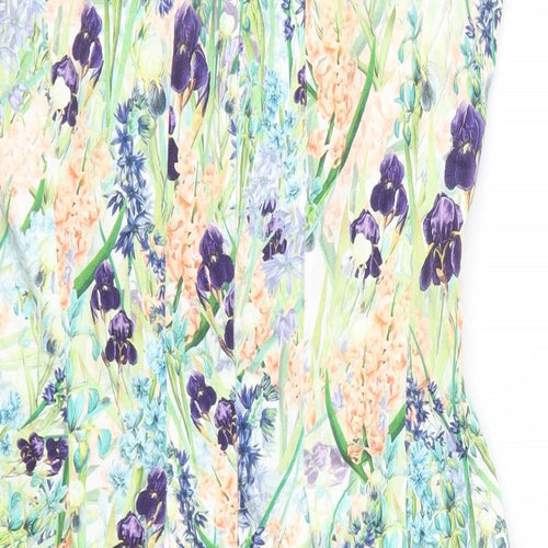 Coast Womens Multicoloured Floral Cotton A-Line  Size 8  Round Neck