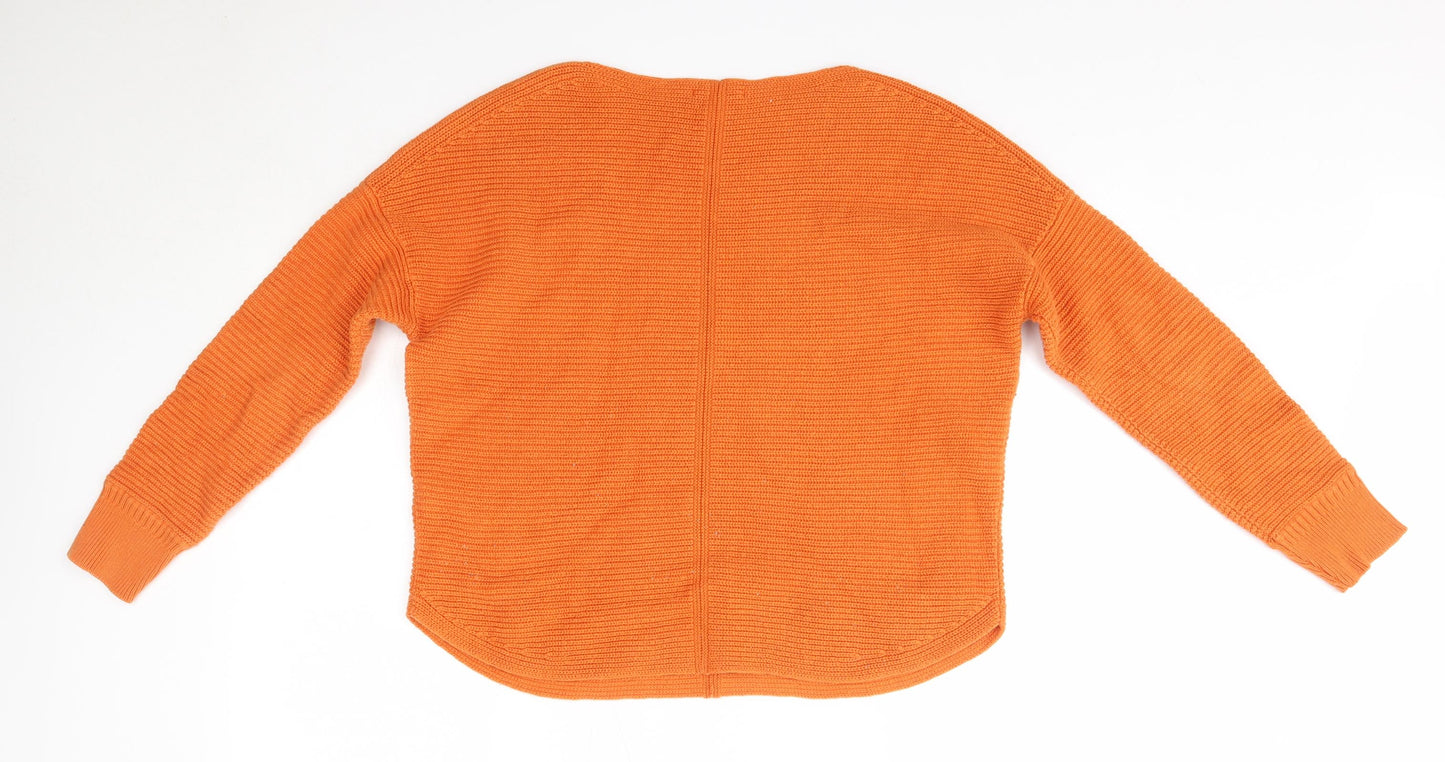 White Stuff Womens Orange Round Neck  Cotton Pullover Jumper Size 12