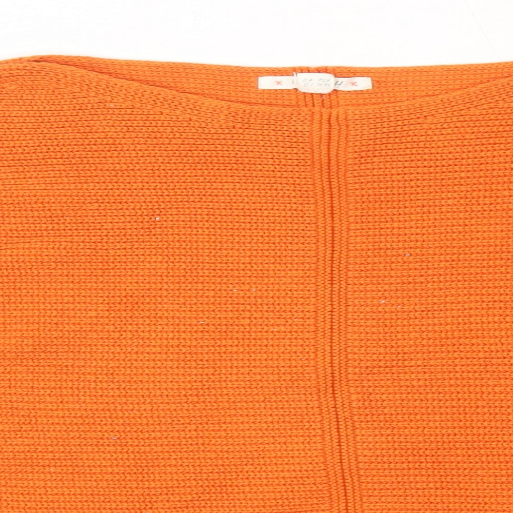 White Stuff Womens Orange Round Neck  Cotton Pullover Jumper Size 12