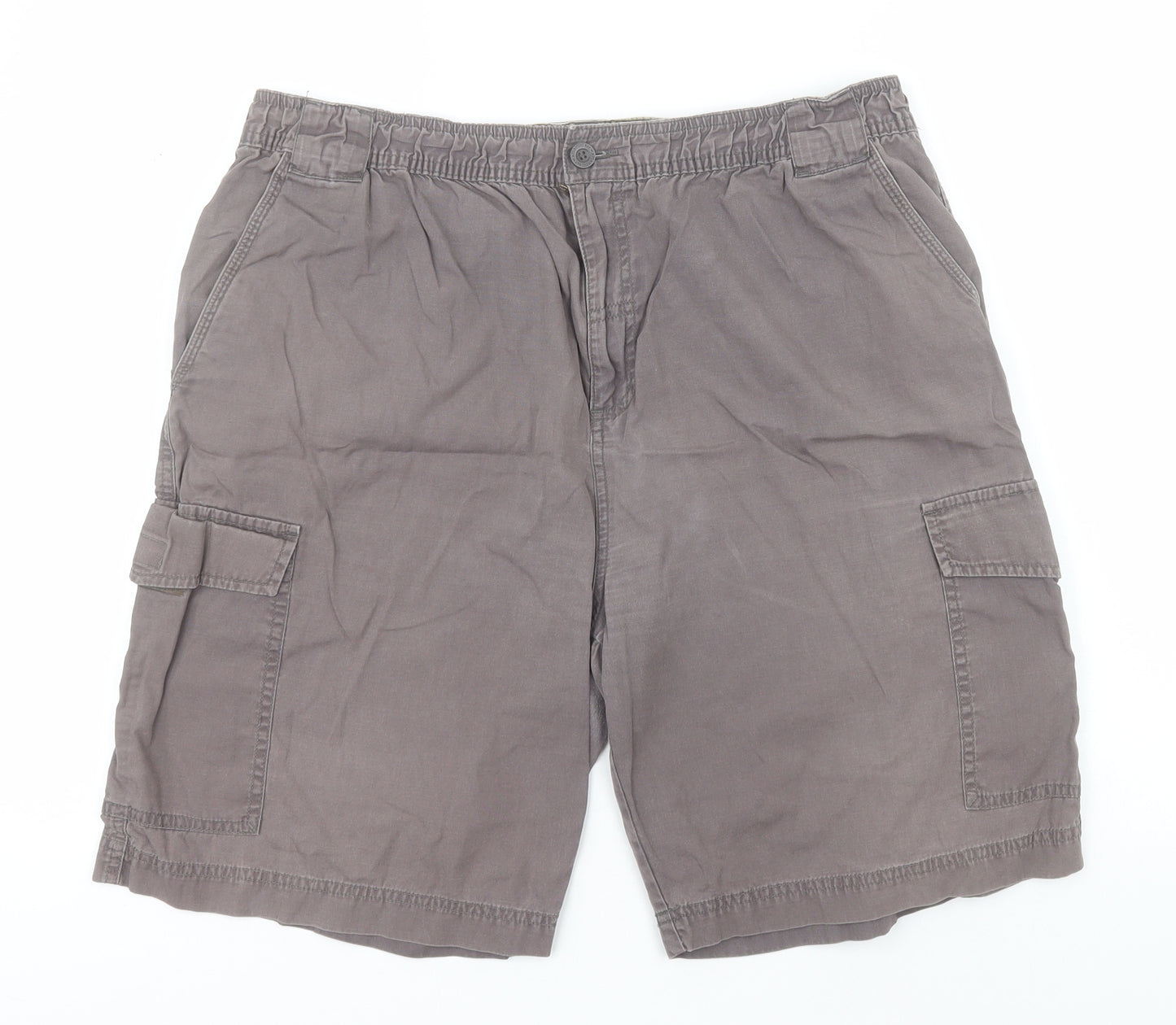 Atlantic Bay Mens Grey  Cotton Cargo Shorts Size L L9 in Regular