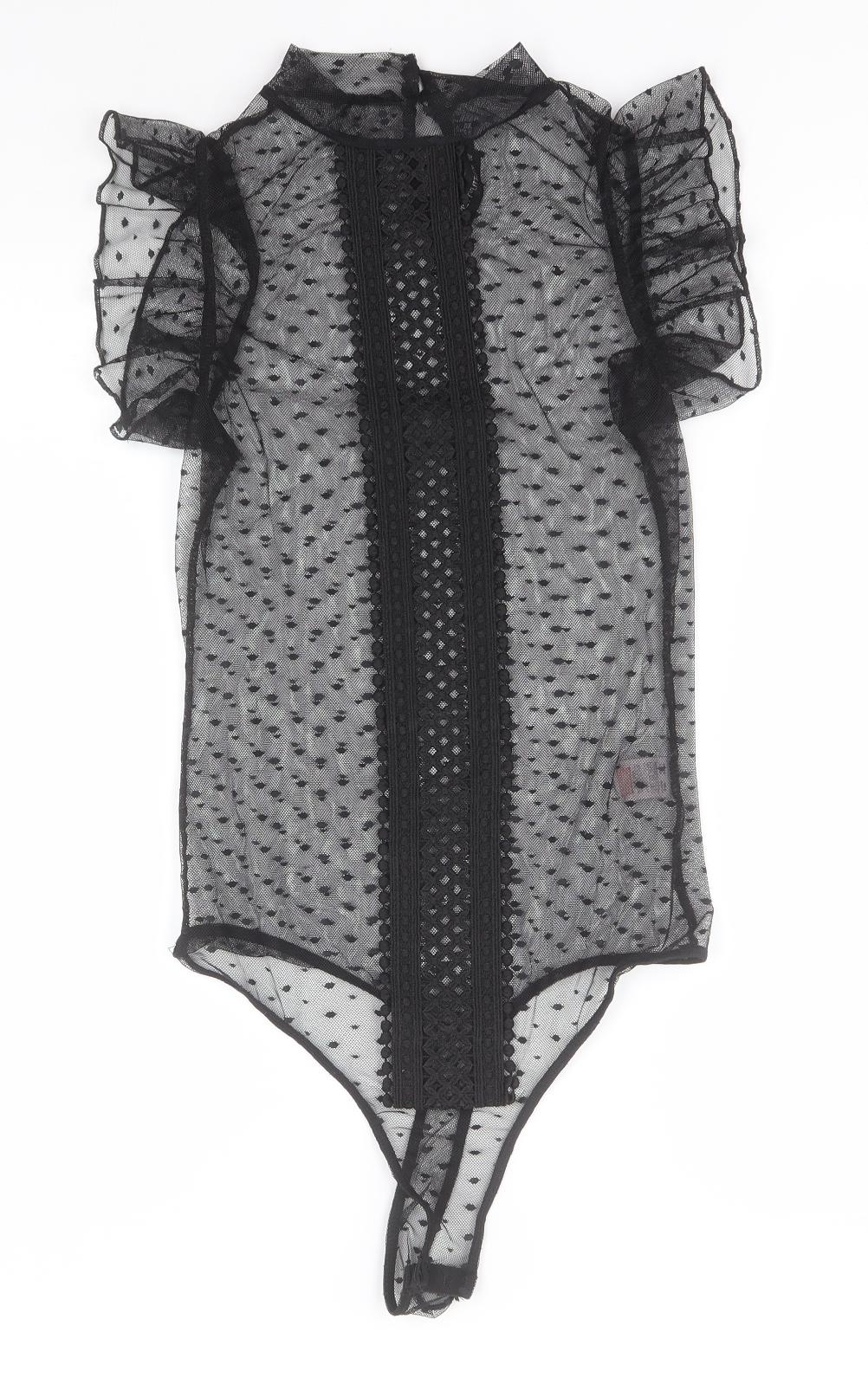 PRETTYLITTLETHING Womens Black  Polyester Leotard One-Piece Size 10