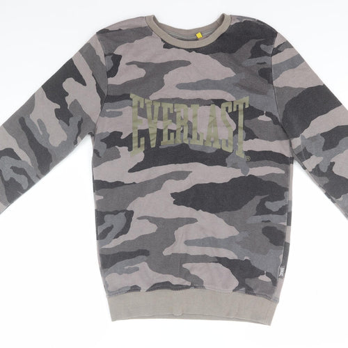 Everlast Mens Green Round Neck Camouflage Cotton Pullover Jumper Size S