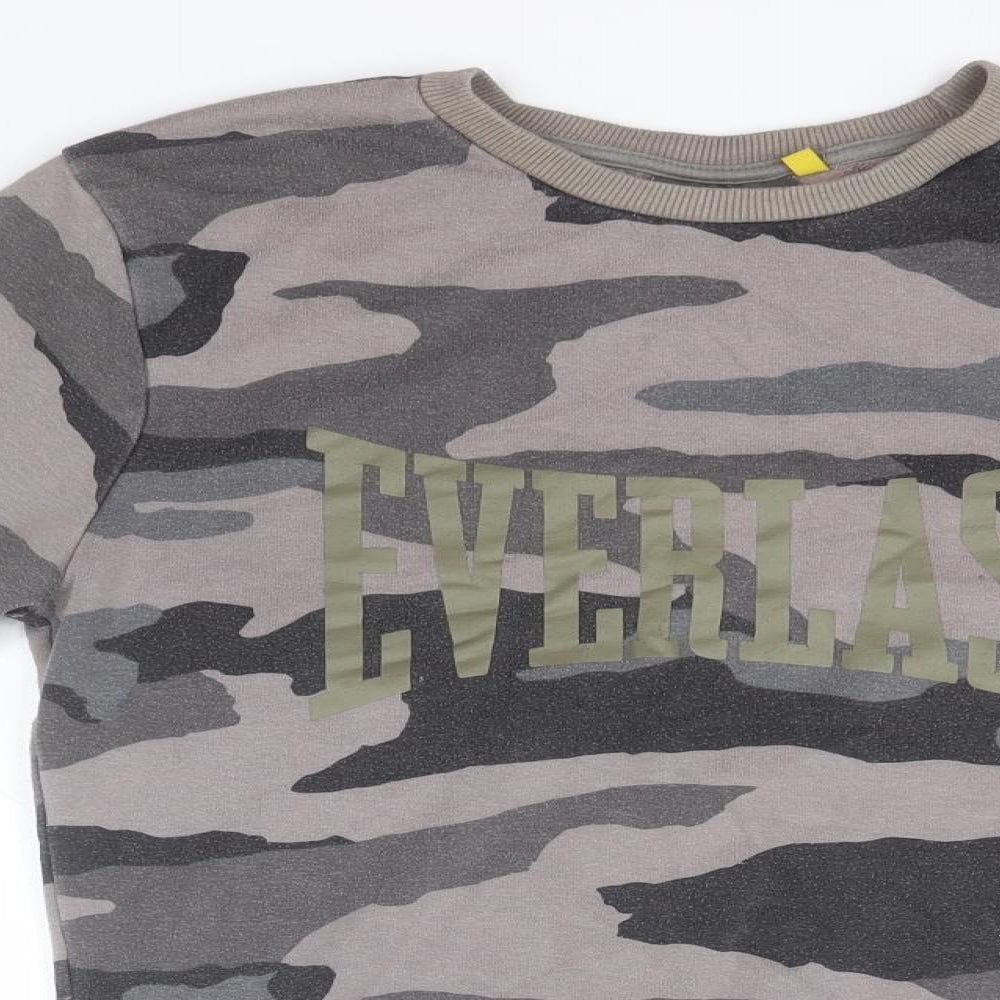 Everlast Mens Green Round Neck Camouflage Cotton Pullover Jumper Size S