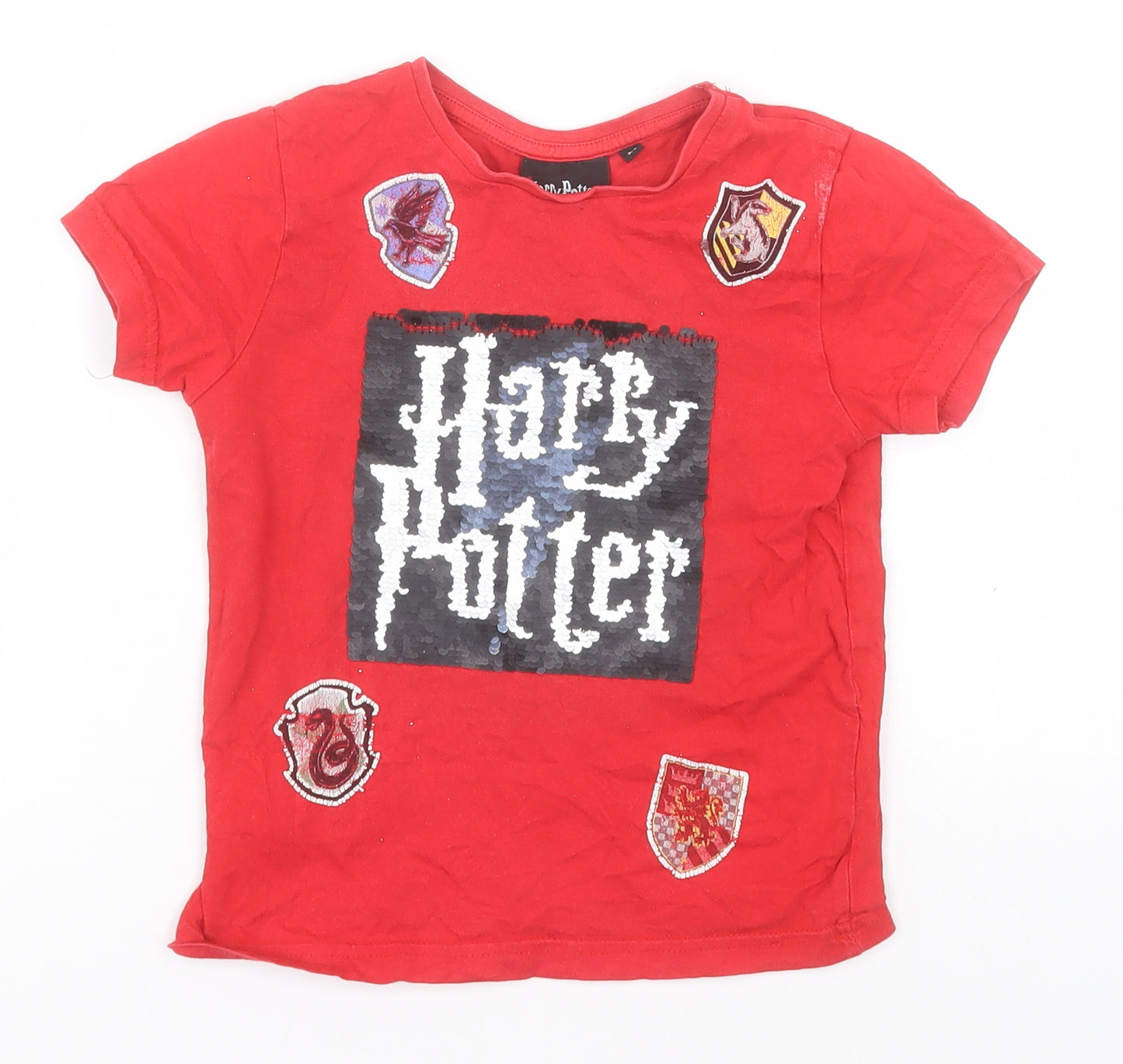 Harry Potter Boys Red  Cotton Basic T-Shirt Size 3-4 Years Round Neck  - Harry Potter