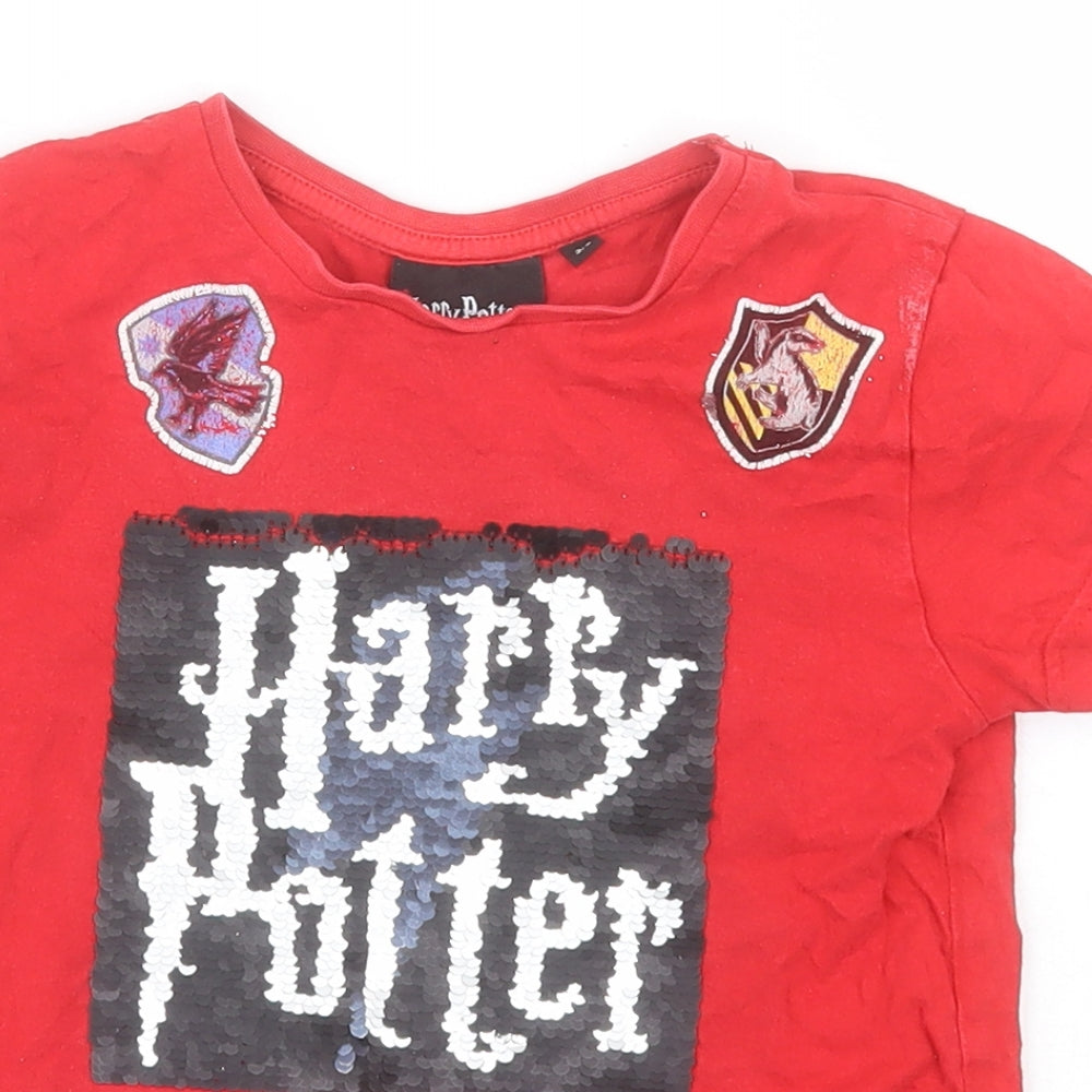 Harry Potter Boys Red  Cotton Basic T-Shirt Size 3-4 Years Round Neck  - Harry Potter
