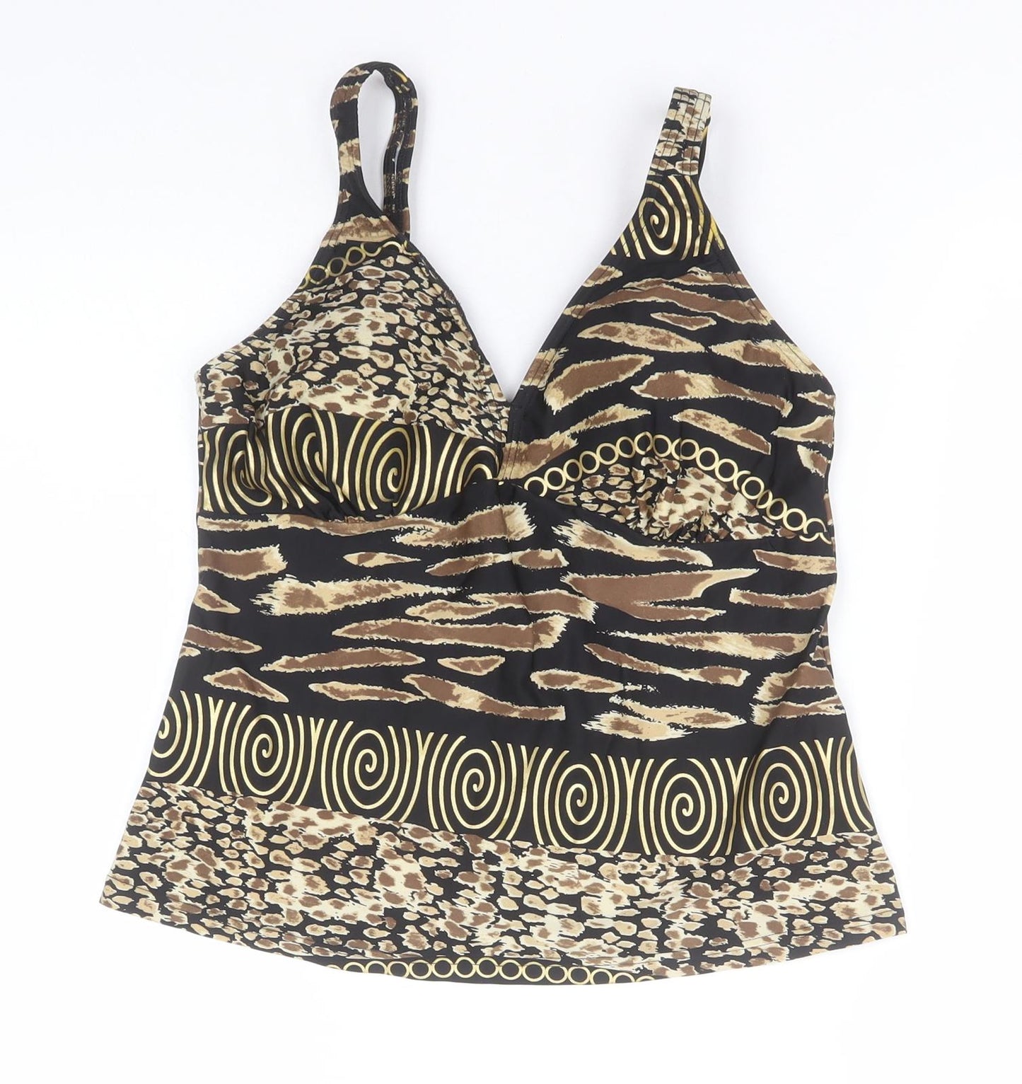 BM Womens Brown Animal Print Polyamide Basic Tank Size 14 Halter
