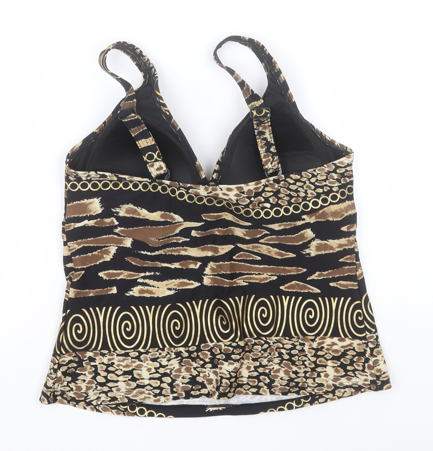 BM Womens Brown Animal Print Polyamide Basic Tank Size 14 Halter