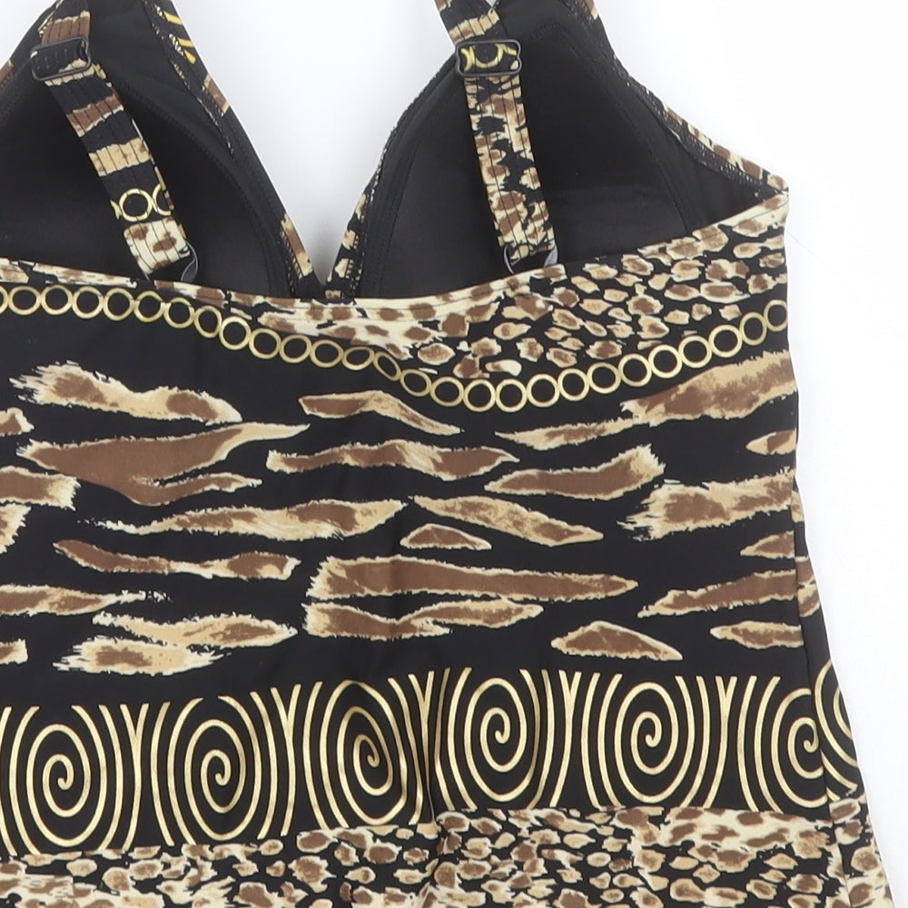 BM Womens Brown Animal Print Polyamide Basic Tank Size 14 Halter