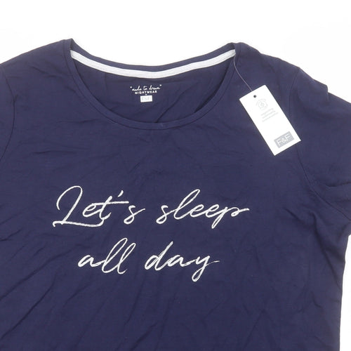 F&F Womens Blue Solid Cotton Top Nightshirt Size 16   - Let's Sleep all Day