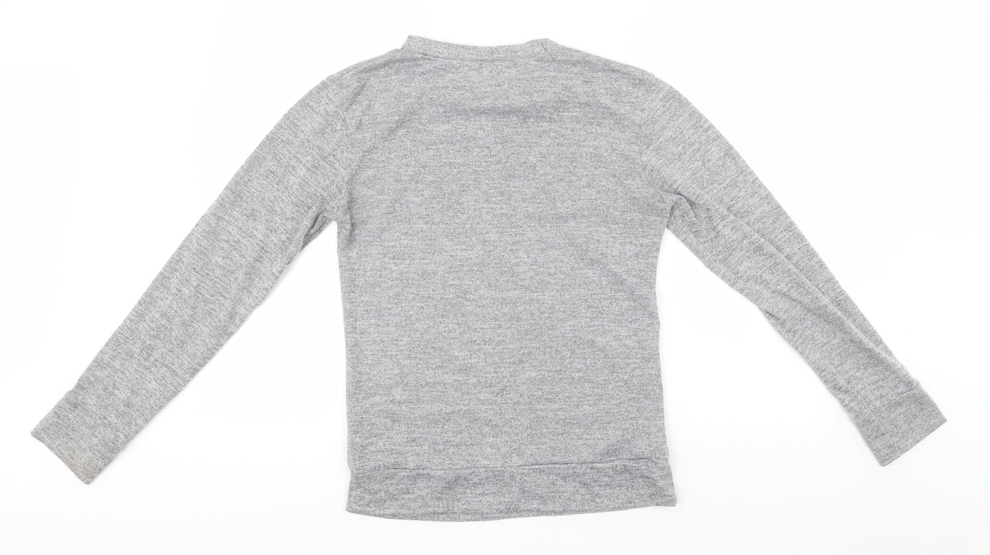 Femme Luxe Womens Grey Round Neck  Polyester Pullover Jumper Size S