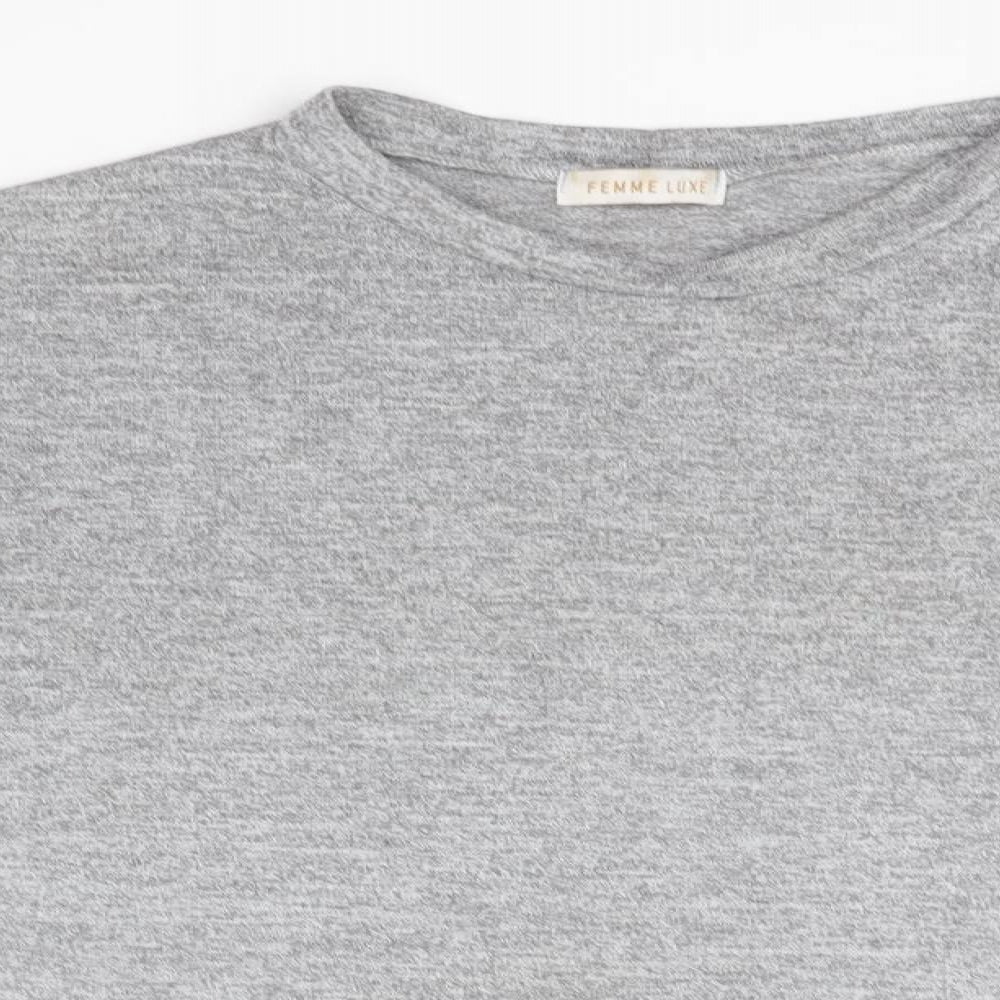 Femme Luxe Womens Grey Round Neck  Polyester Pullover Jumper Size S