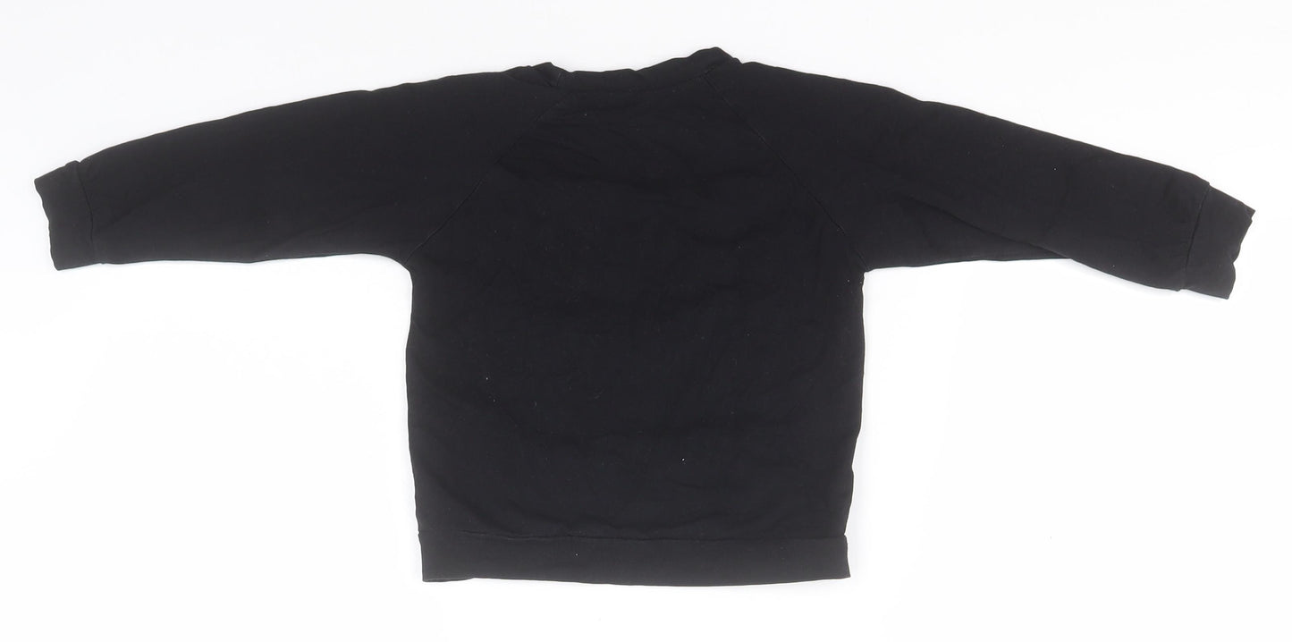 Preworn Boys Black  Cotton Basic T-Shirt Size 3-4 Years Round Neck  - Straight outta Timeout