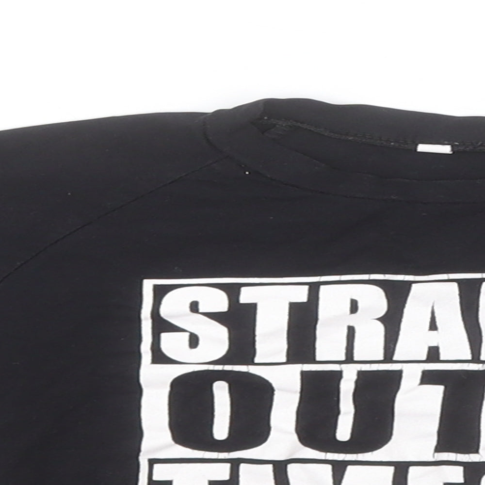 Preworn Boys Black  Cotton Basic T-Shirt Size 3-4 Years Round Neck  - Straight outta Timeout