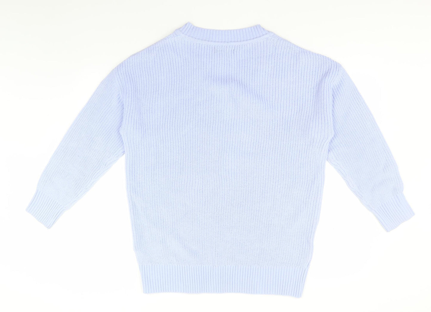 F&F Womens Blue V-Neck  Acrylic Pullover Jumper Size 14