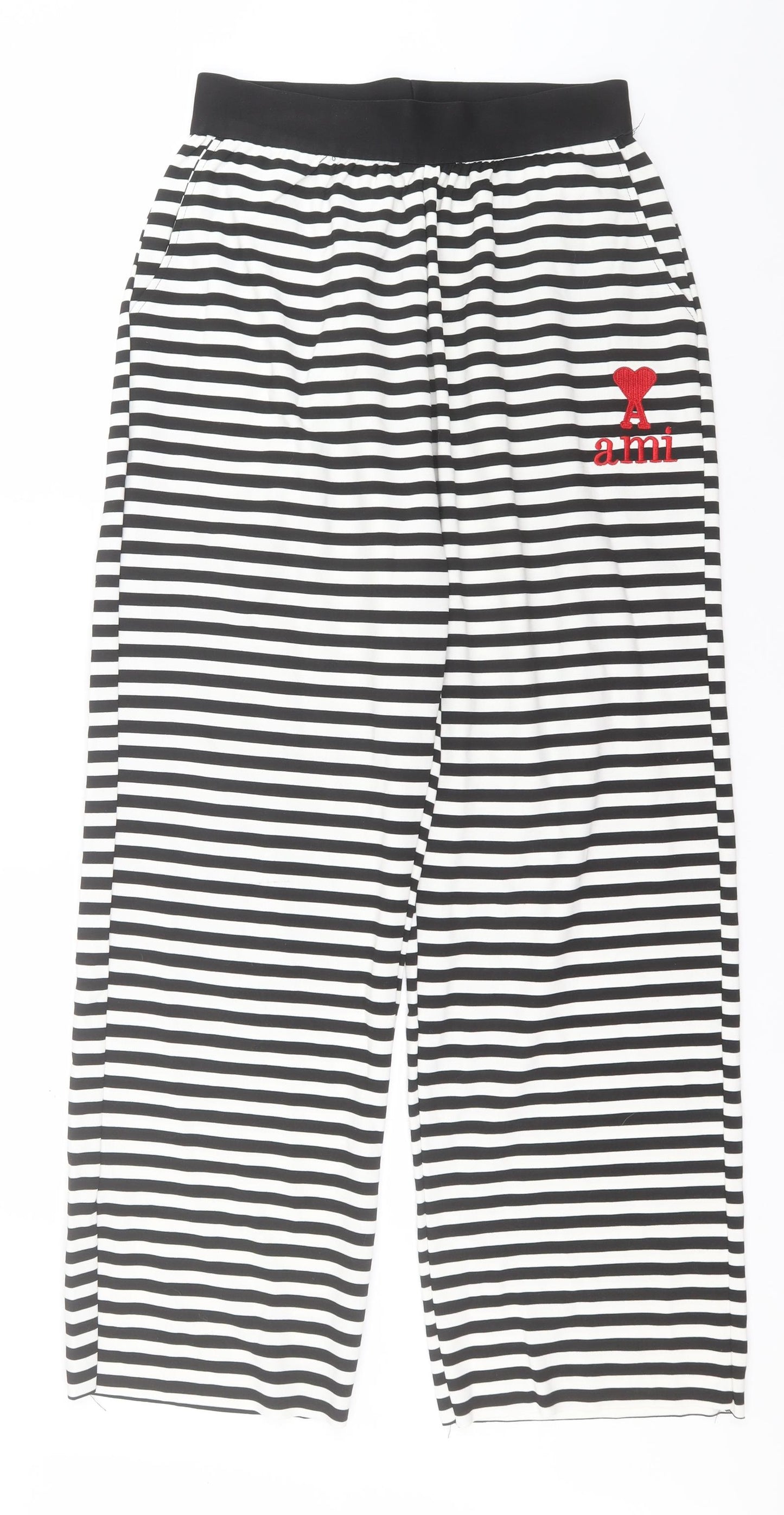 AMI Womens White Striped  Trousers  Size L L28 in Regular
