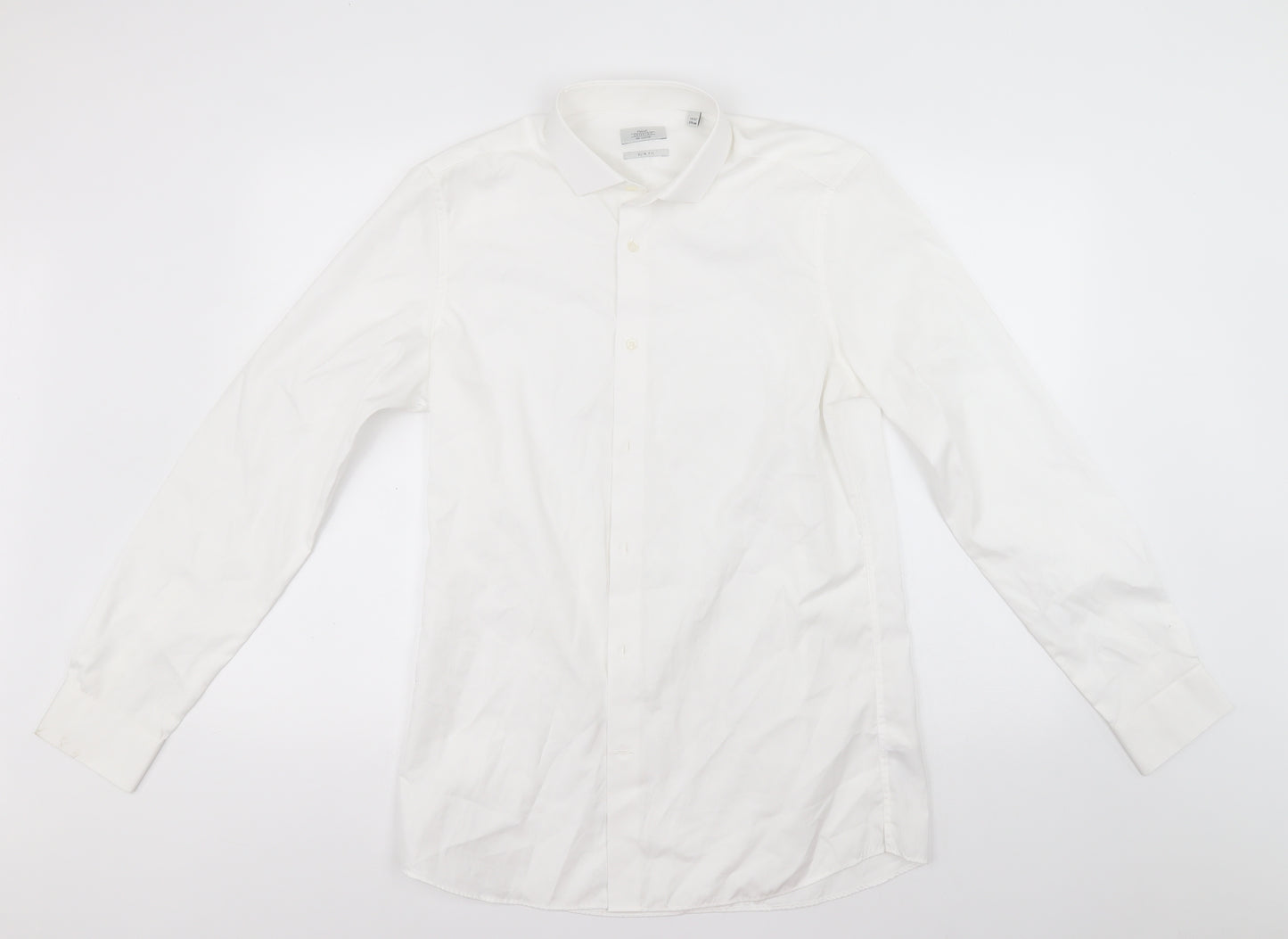 NEXT Mens White  Cotton  Button-Up Size 15.5 Collared