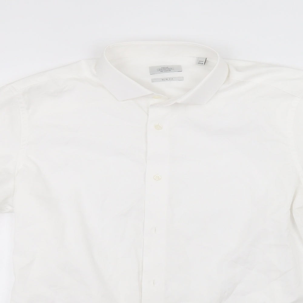 NEXT Mens White  Cotton  Button-Up Size 15.5 Collared
