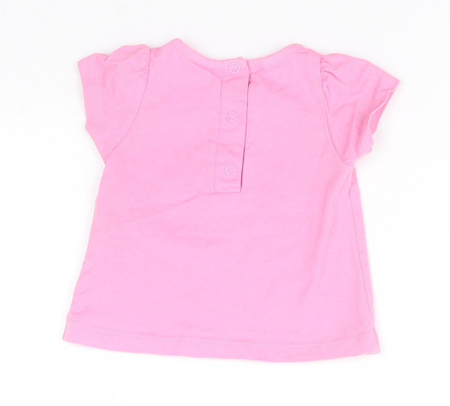 Disney Girls Pink  Cotton Basic T-Shirt Size 6-9 Months Round Neck  - Disneyland Paris, Minnie Mouse
